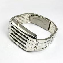 New Fashion MENS Women STUNNING BARCODE LED WATCH FUTURISTIC BLUE DISPLAY Gift S