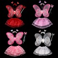 Hot Butterfly Wing Wand Headband Tutu Skirts Cosplay Costume For Fairy Girl Kid Butterfly wing Wand