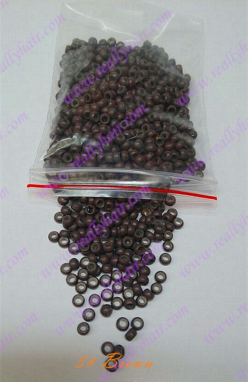 1000pcs pack Brown silicone micro nano bead with silicone line for Nano font b Hair b