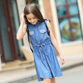 2016 Teens Clothing Denim Cotton Frock Designs Girls Summer Denim Jeans Dresses For Kid s Age5