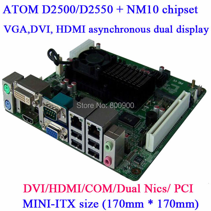 Intel ATOM D2550 MINI ITX industrial motherboard Dual LAN Mini HD HTPC motherboard 2 Gigabit Lan HDMI DVI VGA Dual display