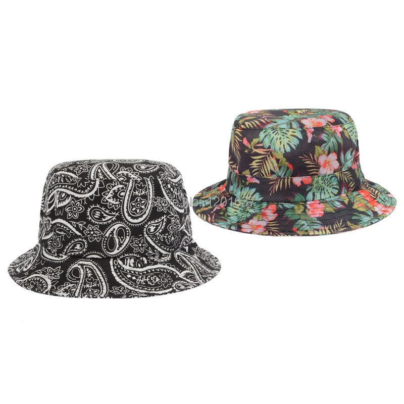 Hot! 2 pcs Sale Price Floral Bucket Hats Black Bucket Hat Cotton Outdoor Fishing Hat Sun Hat For ...