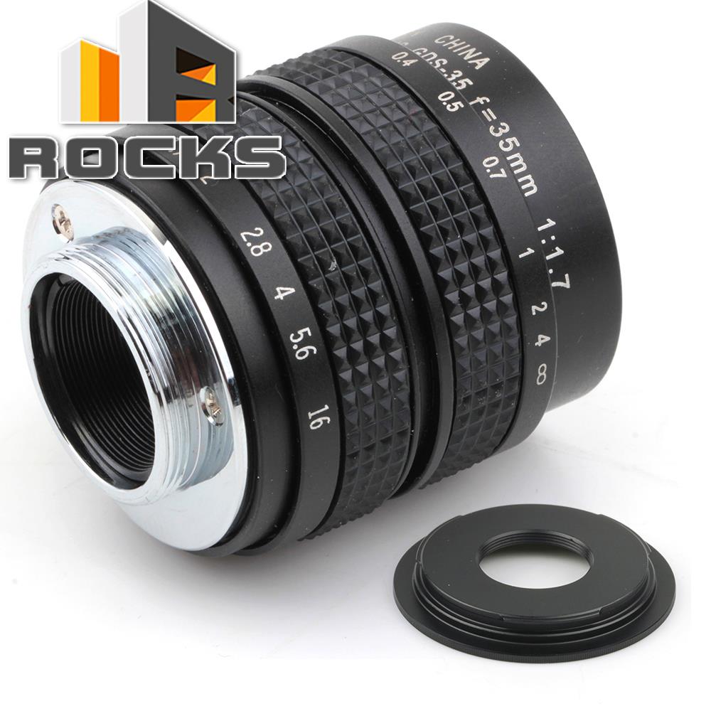 35mm f1.7 16mm C mount Lens + C to Micro M4/3 / NEX / N1 / Pentax Q /Fuji / e.o.s M M2 Adapter For Panasonic Camera + Lens Cap