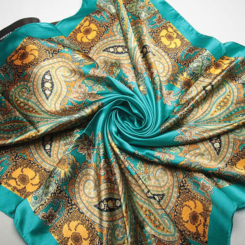 1 pc 90x90cm Women Lady Square Scarf Imitated Silk Satin Scarves Shawl