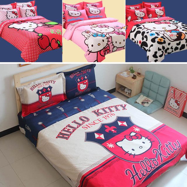 Hello Kitty Queen Size Bedding Set Twin Full Size Bed Sheets