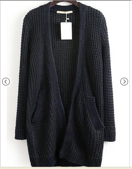 Fedex Free shipping Double Pockets Waffle Knit Longline ...