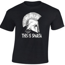 Hot Sale Men’s Sumer T-shirts This Is Sparta King Of Sparta 300 Spartan Helmet Shirt 100% Cotton Printing Tee Euro Size S-3XL