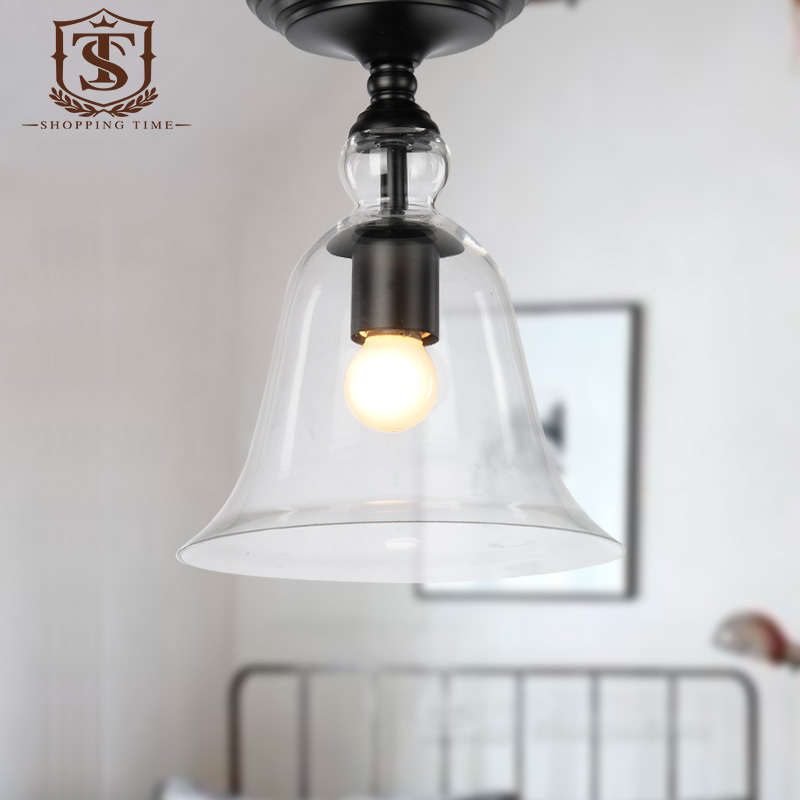 Modern Small Ceiling Lamp Bedroom Iron Ceiling light E14 Glass Shade Lighting Fixture C10005