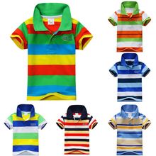 New Summer 1-7Y Baby Children Boys Striped T-shirts Kids Tops Sports Tee Polo Shirts Clothing CV3