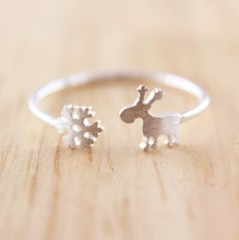 Simple Snowflake Fawns 925 Sterling Silver Open Rings For Women Zakka Style Sterling Silver Jewelry Bague Femme