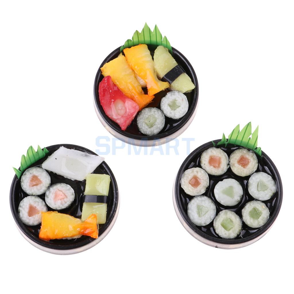 1//6 Doll House Miniatures Decor Vivid Japanese Food Sushi Round Plate Gift