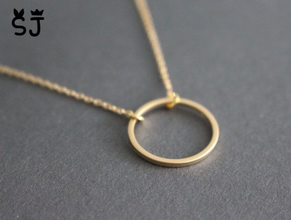 N20 Gold Silver Simple Dainty Circle Necklace Open Circle Outline Necklace eternity karma circle round necklace jewelry