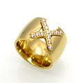 Fashion Stainless steel men women rings with CNC crystal cross X shaped jewelry female finger ring