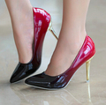 Pointed Toe Pumps Women 2015 Gradient Color Sexy Thin Heel Shoes Large Size 40 43 Female