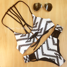 2016 New Fashion Women Sexy Retro Print Bandage Brazilian Push Up Bikini Set Swimwear Swimsuit Beach Bathing Suit Size S,M,L