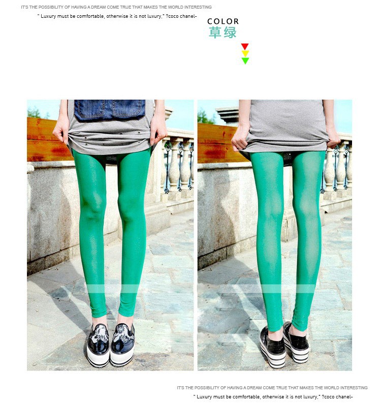 Manocean korean style Candy colors cotton thin middle waist soft solid translucent nine cents women leggings 102811 (19)