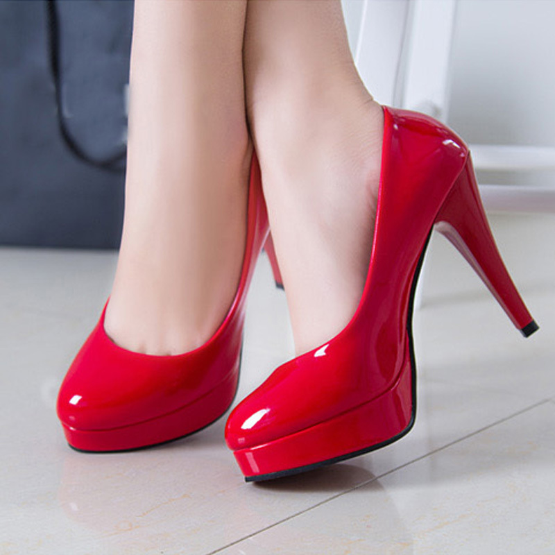 Red Leather High Heels