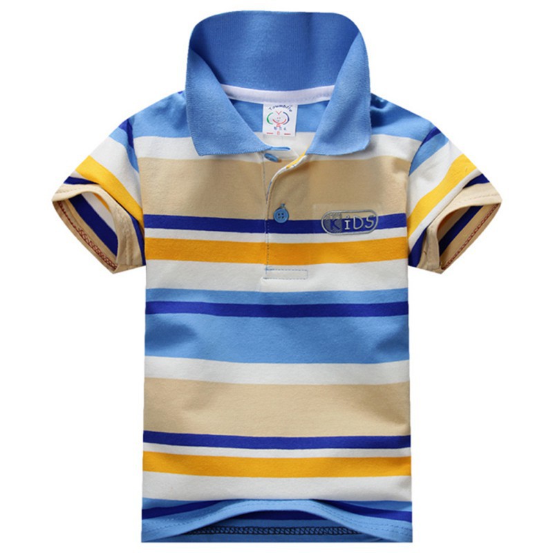 2015 Summer 1 7Y Child Baby Boy Stand Collar Striped T shirt Casual Kids Tops Tee