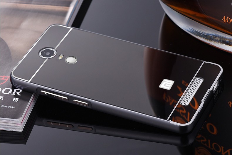 100pcs Xiaomi Redmi Note 3 note3 Luxury  Mirror Metal Aluminum Case + Ultra Slim Acrylic Back Cover