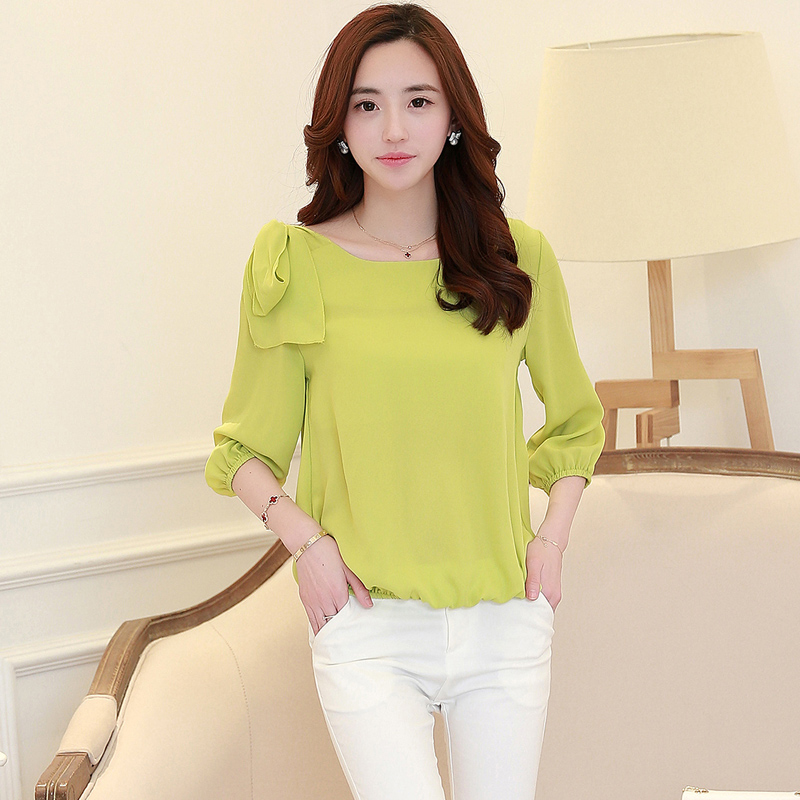summer chiffon blouse casual bow solid render blouse summer chiffon blouse casual bow solid render blouse