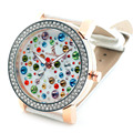 Luxury Women s Watch Jewelry Bracelet Watch Full Czech Colorful Crystals Switzerland Movt Casual Watch