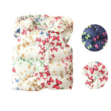 Children’s clothing 2016 kids autumn spring winter baby girls vests butterfly flowers print hooded outerwear wadded jacket vest