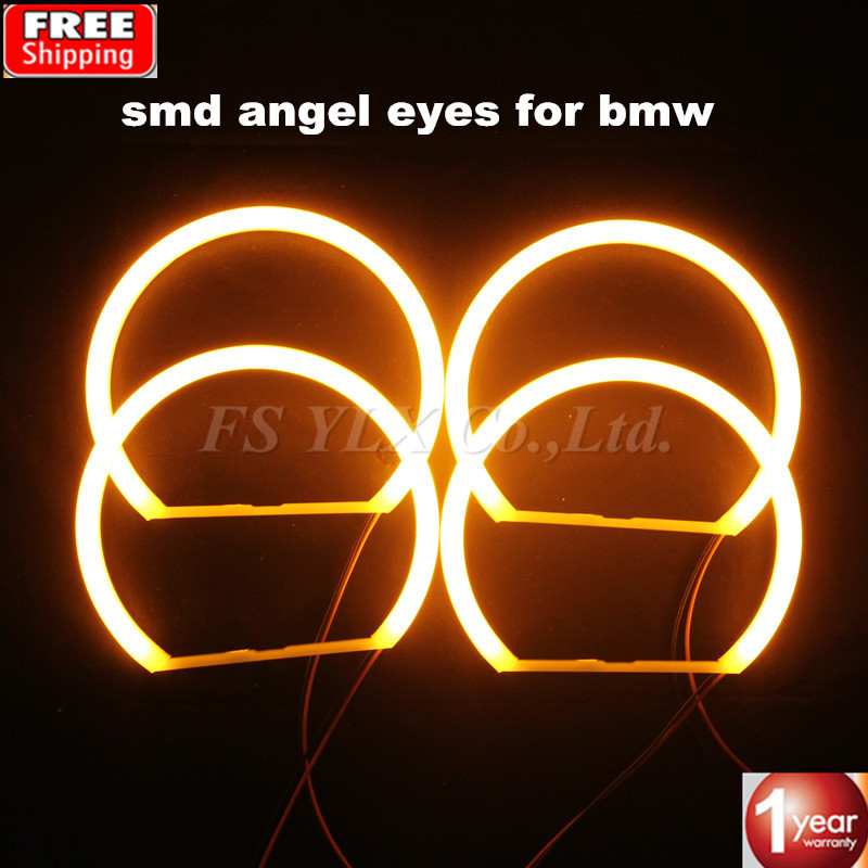 4x131mm SMD LED Angel Eyes Car SMD LED Angel Eyes headlights for BMW E46 E36 E39 E38 Projector Cotton LED Angel EyesYellow 3000K