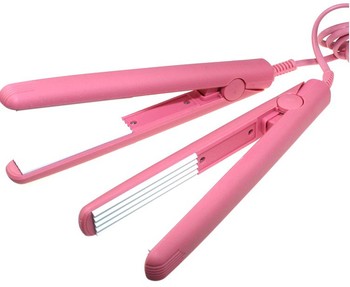 Мини завитки волос выпрямитель для волос утюг розовый керамические электронный chapinha nano титана выпрямление гофрированного щипцы для завивки инструменты для укладки