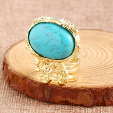 New Design hot sale Fashion Personality exaggerated Punk blue gem Ring Punk Statement jewelry Wholesale for