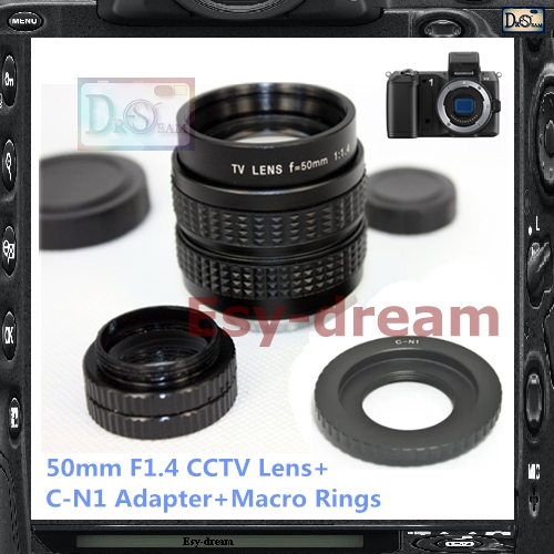 بدي+زب+كبير 50mm F1.4 CCTV TV Lens + C Mount Adapter For Nikon Nikon1 J1 J2 J3 J4 ...
