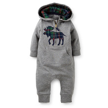 Baby rompers new arrival brand hooded infant clothing cotton fabric toddler boy jumpsuit coveralls baby boy clothes