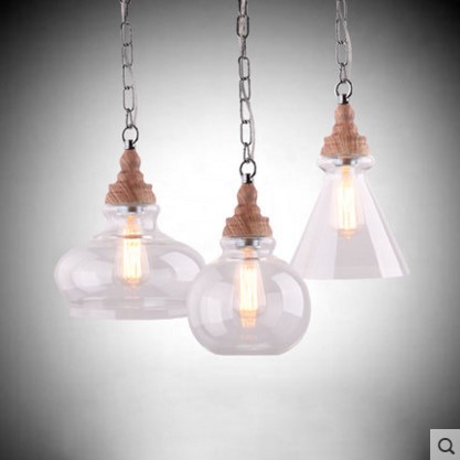 Фотография Glass Lampshade Style Loft Industrial Pendant Light Fixtures Vintage Handing Lamp Lamparas Pendente De Techo