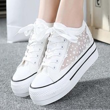 2015 spring and summer flat shoes network cutout female breathable platform canvas shoes women cloth free