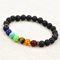 Muti color Design Mens Bracelets Lava 7 Chakra Healing Balance Beads Bracelet Rhinestone Reiki Prayer Stones