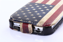 Vintage Look Design Flags Pattern Flip PU Leather Phone Case For Samsung Galaxy S4 i9500 Mobile