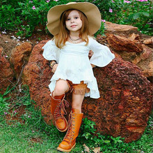 2016 Summer Casual Flare Sleeve Elegant White Princess Cute Girls Dresses International Fashion Baby Newborn Toddler Clothing