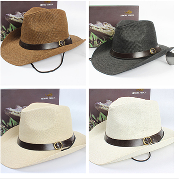 Hot Selling New Stylish Western Cowboy Trilby Fedoral Unisex Women Men Straw Cap Wide Brim Sun