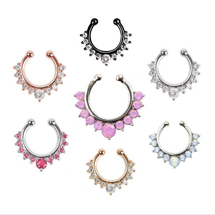 New Arrival Alloy Nose Hoop Nose Rings Body Piercing Jewelry Fake Septum Clicker Non Piercing Hanger Clip On Jewelry