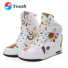 Spring Autumn Fashion Rural Wind Mixed Colors Single Shoes Lace UP High Top Sport Increased Within Women Casual Shoes BX062