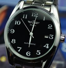 Ganador fully reloj mecánico automático del reloj de mens classic tira de acero calendario recorte para hombre comercial j240