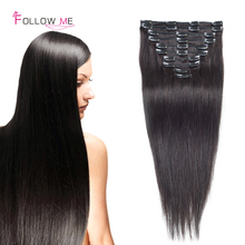 Remy Clip In Human Hair Extensions #1B Peruvian Human Hair Clip In Extensions African American Clip In Human Hair Extensions