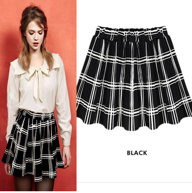 Black And White Checkered Skirt - Skirts