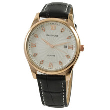 2015 New BAISHUNS Luxury Gold Rhinestone Quartz Watch Fashion Black Leather Watches Classic Design Wristwatch Orologi