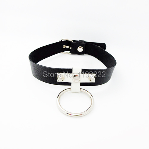 Aliexpress.com Comprar Sexy Punk Rock cruz gótica gargantilla de cuero, hechos a mano s ronda negro blanco Stud remache del Collar del Collar de cruz
