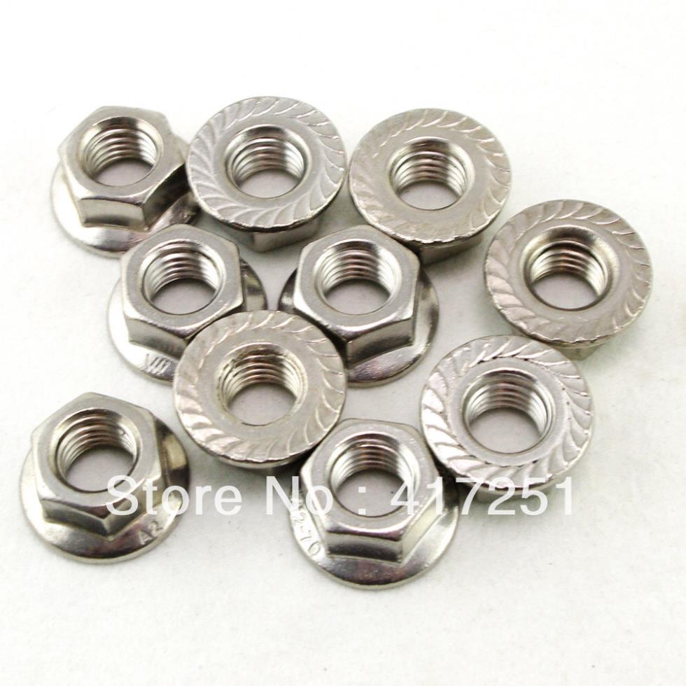 Lot50 Metric M12 304 Stainless Steel Hex Head Serrated Spinlock Flange Nuts
