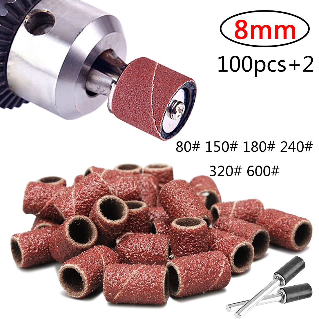 1/2" inch 50 pcs 12mm extra fine GRIT 320 Rotary SANDING DRUM with 2 Mandrel 