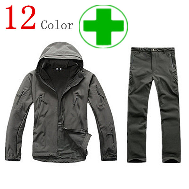 TAD Gear Tactical Softshell Camouflage Outdoors Jacket Set Men Army Sport Waterproof Hunting Clothes Set Military Jacket + Pants