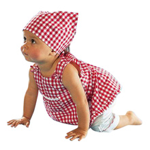 Baby Clothes Sets 2016 Summer Cute Baby Plaid Vest Dress Tops + Pants + Hat 3pcs Clothing Newborn Toddler Baby Girls Outfits
