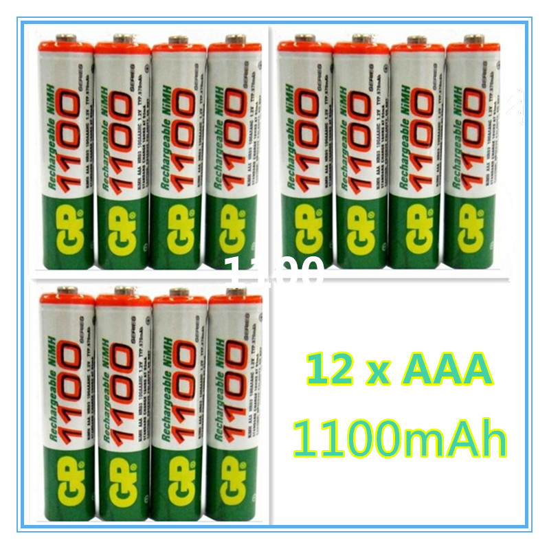 Brand New 2015 0riginal 12pcs Lot High energy GP 1 2V NiMh AAA 1100 mAh Battery