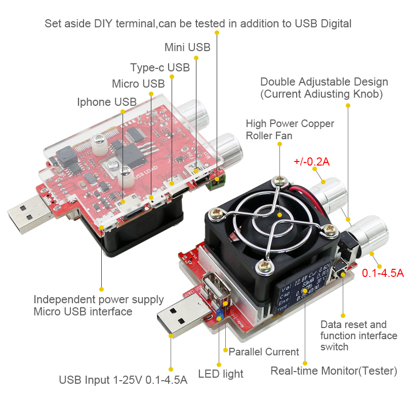 Details about   USB Spannung Durchflussmesser Kapazität Entladung Batterie Tester 25W 35W NEU 